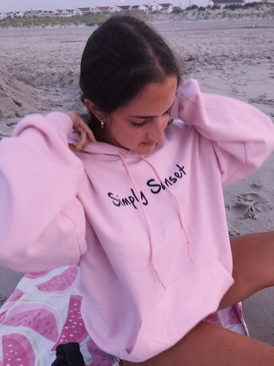 Let's watch the sunset hoodie- light pink