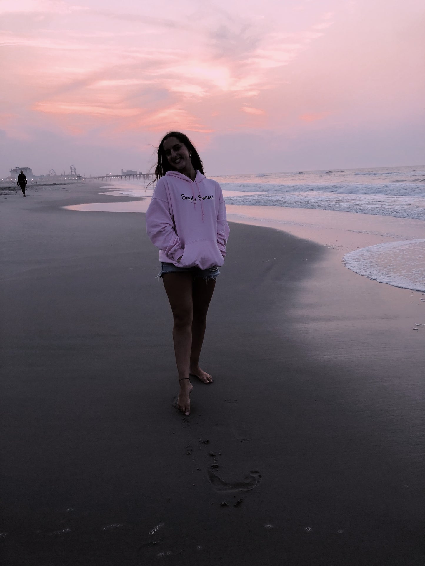 Let's watch the sunset hoodie- light pink